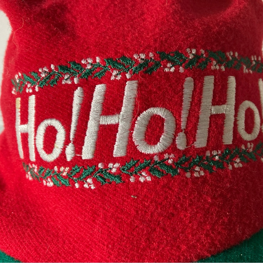 Vintage Festive Red and Green Ho Ho Ho Hat - Picture 5 of 9
